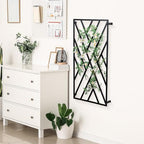 MyGift 47 x 24 Modern Wall Mounted Trellis, Matte Black Metal Geometric Design Mount Large Garden Trellis for Climbing Plants and Crawling Vines with Adjustable Support Rack - Image 6