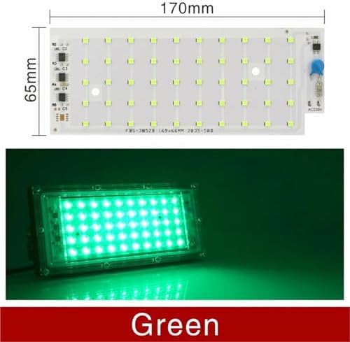 2-Pack 50W RGB LED Floodlight Chip, SMD2835 AC 220V, Color Changing Light Beads for Outdoor Spotlights & DIY Lighting(Green LED Chip) - Image 2