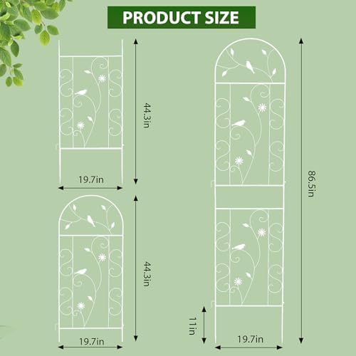 86.5" x 19.7" Metal Garden Trellis for Climbing Plants, White - Image 2