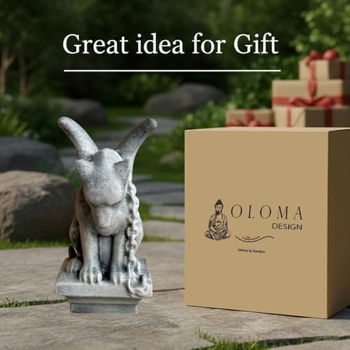 OLOMA Gothic Gargoyle Concrete Garden Statue Fantasy Outdoor Decor Handmade Dragon Sculpture Cement Mystical Creature Accent Art Patio Yard Lawn Porch Entryway Decor Mystery Lover Gift - Image 6