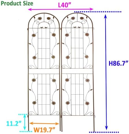 Garden Trellis for Climbing Plants Outdoor, 2-Pack 86" Metal Rustproof - Image 4
