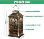 Solar Lantern Colorful Stained Glass Style Bookshelf Flowers Botanical Outdoor Waterproof Hanging Solar Light Outside Lights for Patio Yard House Lawn Decor Birthday Gifts for Women Mom - Image 2