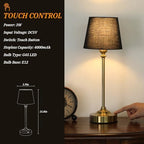 Kakanuo Cordless Table Lamps Rechargeable Set - 2 Pack Brass 4000mAH Battery Operated Lamps for Decor, 3000K Stepless Dimming Touch Wireless Lamp for Bedroom, Dining Table, Living Room, Black Shade - Image 5