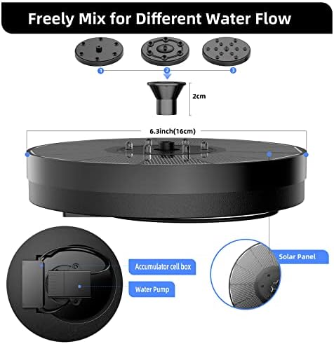 Solar Powered Fountain 4W Bird Bath Fountains Pump Upgraded Glass Panel Fountains with Color LED Lights 7 Nozzles & 4 Fixers for Garden Small Pond Outdoor Swimming Pool Fish Tank - Image 5