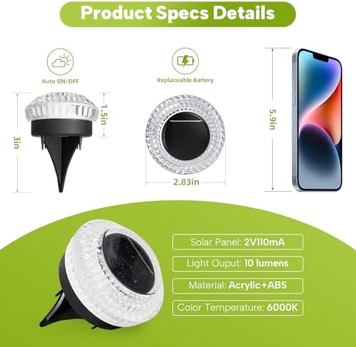 8 Pack Solar Ground Lights Outdoor, Pathway Lights, Warm White - Image 4