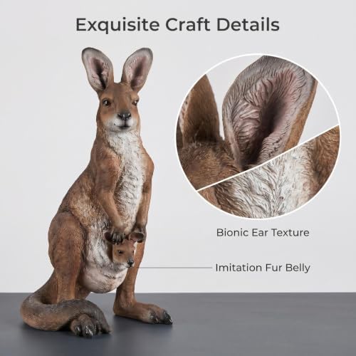 22''Mother Kangaroo with Joey Garden Statue Resin Kangaroo Family Sculpture - Image 3