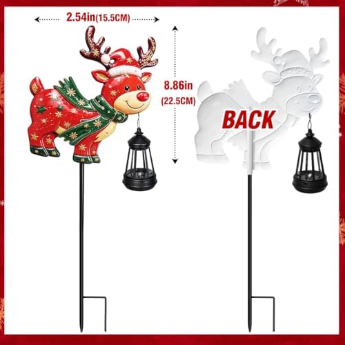 Christmas Decorations Reindeer Garden Stake with Solar Lights Multicolor Changing,Christmas Birthday Gifts for Women Mom,Metal Waterproof Christmas Deer Solar Lights for Holiday Yard Lawn Garden Porch - Image 2