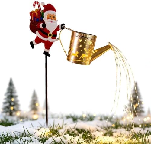 Christmas Solar Watering Can Watersproof Holiday LED Decoration by Unknown
