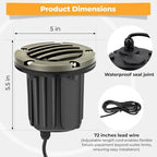 Gardencoin Brass Low Voltage Landscape Well Lights (5" Cover, 5.5" Tall), 12V LED Wired In-Ground Outdoor Up Lighting Fixture Waterproof, Adjustable Beam Direction Base, Without MR16 Bulb (12 Pack) - Image 7