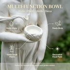 Outdoor Nymph Statue with Hand Bowl Holder, Religious Garden Sculpture, Goddess of Greek Mythology Roman Style for Yard Patio Lawn Church Decor, Catholic Christian Spiritual Gift, Ivory - Image 3