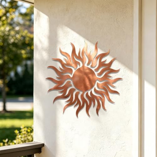 Sun Metal Wall Art Celestial Plaque Decor for Home Living Room Bedroom Garden Patio Indoor Outdoor Stylish Rustic Hanging Ornament (24 INCH) - Image 3