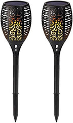 Solar Path Torch Lights,Jian Ya Na [2-Pack] Outdoor Waterproof Landscape Lamp Dusk to Dawn Auto On/Off Security 96 LED Dancing Flickering Flames Lighting Torch Light for Path Deck Yard Driveway Beach by JIANYANA