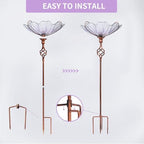 MUMTOP Glass Birdbath Birdfeeder with Metal Stake Garden Outdoor Purple - Image 6