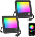Lepro F2 AI Flood Lights Outdoor, 30W LED Smart Landscape Lighting with APP Control, IP65 Waterproof, 2700LM RGBW Color Changing, 2700K Warm White & 16M Colors, 2 Packs by Lepro