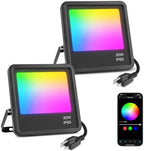 Lepro F2 AI Flood Lights Outdoor, 30W LED Smart Landscape Lighting with APP Control, IP65 Waterproof, 2700LM RGBW Color Changing, 2700K Warm White & 16M Colors, 2 Packs by Lepro