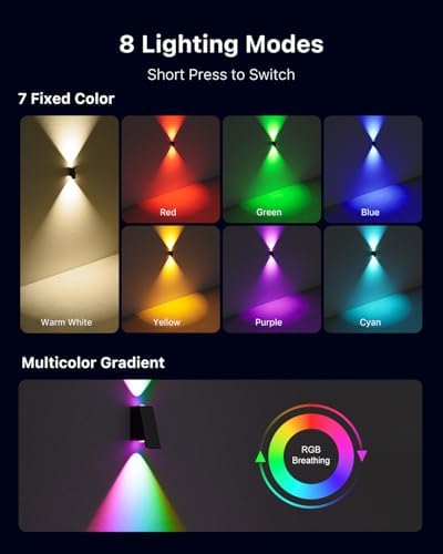 8 Pack Color Changing Solar Powered Fence Wall Lights Up and Down - Image 3