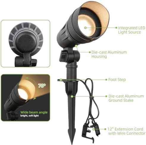 hykolity Low Voltage LED Landscape Spotlights, Aluminum Spot Lights Outdoor - Image 3
