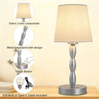 CASTLELIFE Rechargeable Cordless Table Lamp, 5000mAh Battery Powered Touch Desk Lamp, 3-Level & Stepless Dimmable Night Light, Portable Bedside Lamp for Bedroom, Outdoor, Bulb Included, Silver - Image 4