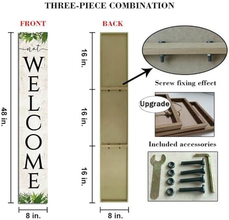 Unwelcome Porch Sign Go Away For Front Door Wooden Vertical Standing Hanging Decorations Spring Summer Farmhouse Outdoor Yard Housewarming Present 8x48inch - Image 2