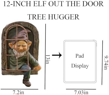 Gnome Statue Tree Face Outside Yard Art Outdoor Statue, 12 Inch Elf Out of The Window Tree Decor and Yard Decorations, Whimsical Gnomes Garden Sculptures & Statues, Fairy Tree Peeker Ornaments - Image 2