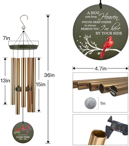 Personalized Memorial Wind Chimes Cardinal Sympathy Gifts - Image 5