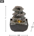 Zingz & Thingz Zen Collection Resin Tabletop LED Water Fountain, Tiered Rock, 5.25x5.25x7 - Image 6