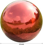 Gazing Ball Garden Mirror Outdoor - 12 Inch Outside Decorative Globe, Red - Image 2