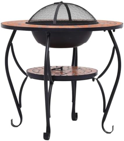 Fire Pit Table, Mosaic Ceramic Top, Steel Outdoor Heater Bowl - Image 5