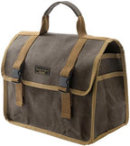 Canvas Tool Storage Bag - Portable Garden Tool Carrying Case with 3 Pockets + 2 Release Buckles, Multi-Purpose 16OZ Waxed Canvas Tool Tote Bag | 11.5"L x 6"W x 7.5"H | Grey by Kaaltisy