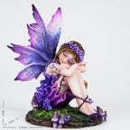 Fantasy Purple Sleeping Fairy Figurine, 3.15 Inch Blue-Purple Gradient Elf Statue, Hand-Painted Resin Decor with Flower Crown & Mini Mushroom Base for Desk, Fairy Garden, Bedroom - Image 2