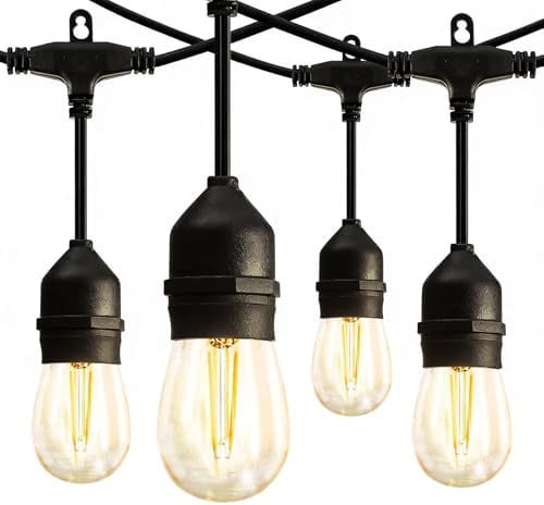 Banord Outdoor String Lights, 48FT Waterproof Patio Lights with 2W Bulbs by Banord