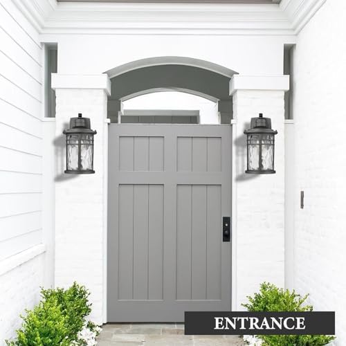 Darkaway Outdoor Porch Lights Wall Mount, Outside Light Fixtures Sconces Wall Lighting with Water Ripple Glass Waterproof Exterior Lights for Patio Yard House Hallway Doorway Garage - Image 2
