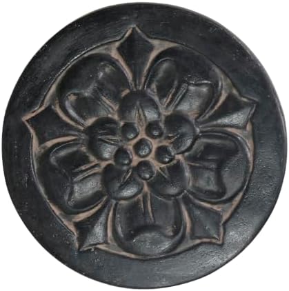 18 in. Round Cast Stone Large Floral Step Stone or Wall Plaque-Aged Charcoal (Set of 3) - Image 2