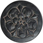 18 in. Round Cast Stone Large Floral Step Stone or Wall Plaque-Aged Charcoal (Set of 3) - Image 2