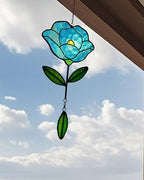 Stained Glass Window Hangings, Handcrafted Garden Suncatchers for Window and Home Decor, Unique Artisan Glass Ornaments for Indoor and Outdoor Use, Blue - Image 5