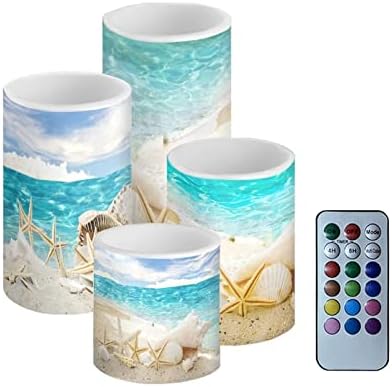 Flameless Candles Battery Powered with Multicolor Timer Remote Control Everlasting Fake Candles for Party Garden Indoor Outdoor Coastal Decor, Beach Coastal Multi - Image 2