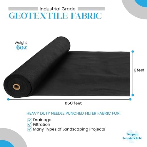 Super Geotextile 4, 6, 8 oz Non Woven Fabric for Landscaping, French Drains, Underlayment, Erosion Control, Construction Projects - 6 oz (6X250) - Image 2
