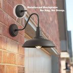 14in Dome Outdoor Gooseneck Lights for Barn, Dark Bronze Exterior Farmhouse Light Fixture with Wall Mount, Outside Goose Neck Wall Sconce for Patio, Porch, Entryway - Image 3