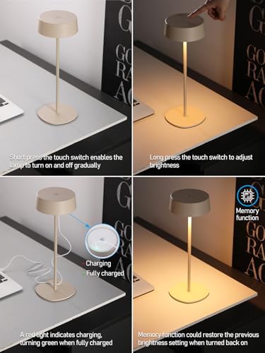 TORCHSTAR 2-Pack LED Rechargeable Table Lamps, 2700K, Beige - Image 3