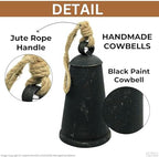 Rustic Black Hanging Bell Ornament with |Cowbell Rope Handle – Vintage Farmhouse Decor, Handmade Wind Chime for Indoor/Outdoor Decoration, Distressed Antique-Style, Minimalist Holiday Accent - Image 3