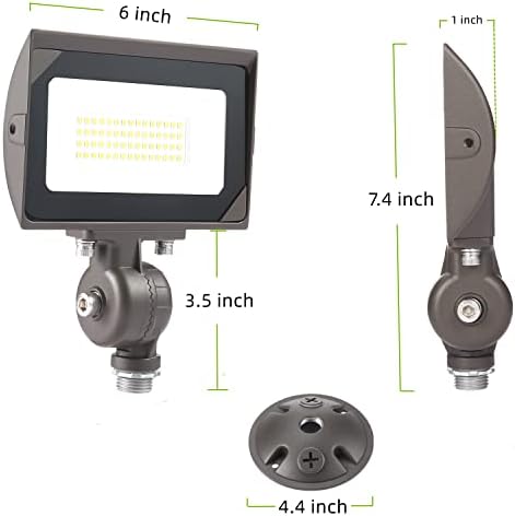 30W Outdoor LED Flood Light With 1/2" Knuckle Mount (Plate Included), 5000K Daylight 3600LM 120V, UL Waterproof LED Security FLood Lighting for Wall Wash /Sign/Flagpole/Tree/Yards/Advertising Boards - Image 6