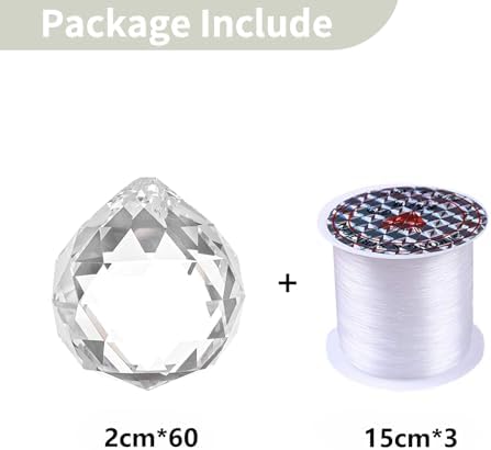 NUPTIO Hanging Clear Crystals Ball Prism for Suncatchers, 60 Pcs, 0.8"/20mm - Image 7