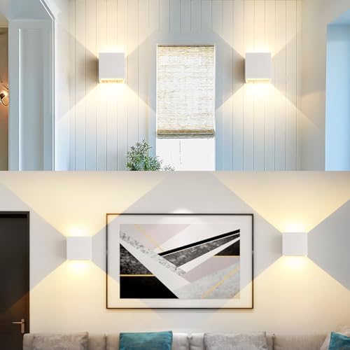 LED 20W Outdoor Wall Lights Exterior/Interior 3 Colors Adjustable Wall Sconce Up and Down Light Porch Lights IP65 Waterproof Exterior Wall Sconce Modern Outdoor Lighting Square Aluminum White - Image 3