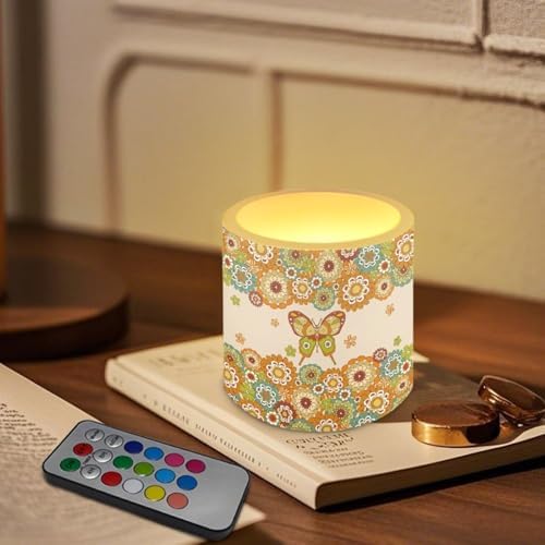 4 PCS Flameless LED Candle with Color Changing Control 4H 8H Timer Remote Electric Pillar Candle for Room Fall Wedding Christmas Decorations Boho Mandala Flower Butterfly - Image 3