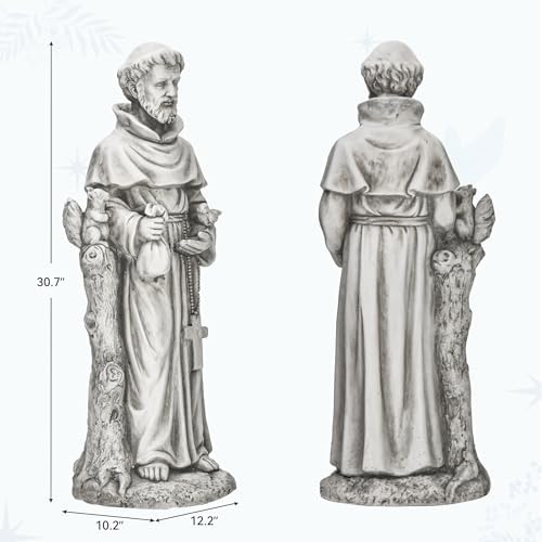 St Francis Garden Statue Outdoor, 31 in Catholic Patio Decor - Image 7
