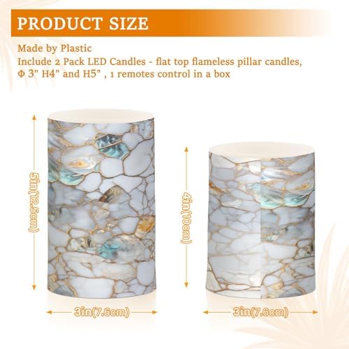 ALAZA Marble Textures Flameless Candles, LED Pillar Candles with Remote Timer, Battery Operated Candles Set of 2 - Image 7