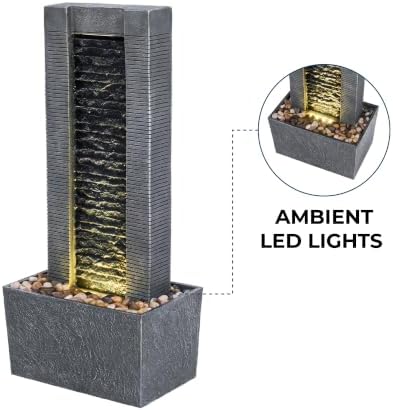 Teamson Home Outdoor Water Fountain, Freestanding Stone Look - Image 3