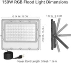 RGB LED Flood Lights Outdoor, Color Changing, 150W, 15000LM, 2-Pack - Image 6