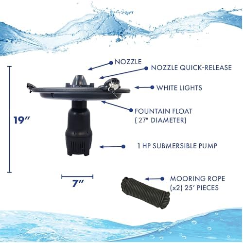 Half Off Ponds 1 HP 15000 GPH Floating Aerating Fountain LED 100 Ft Cord - Image 2