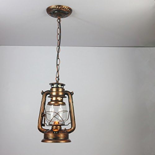 Retro Lanterne Pendant Lighting Metal Glass Shade Kerosene Ceiling Light Pendant Lamp,Red Bronze Finish - Image 4